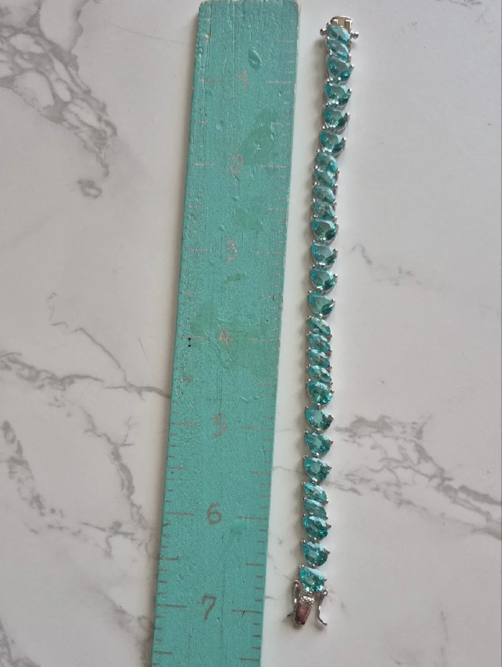 925 Sterling Silver Bright Aqua Tennis Bracelet